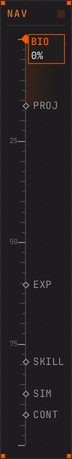 Capture of NAV.MAP, the page position marker of the left rail: graduated scale with the six sections of the home page.
